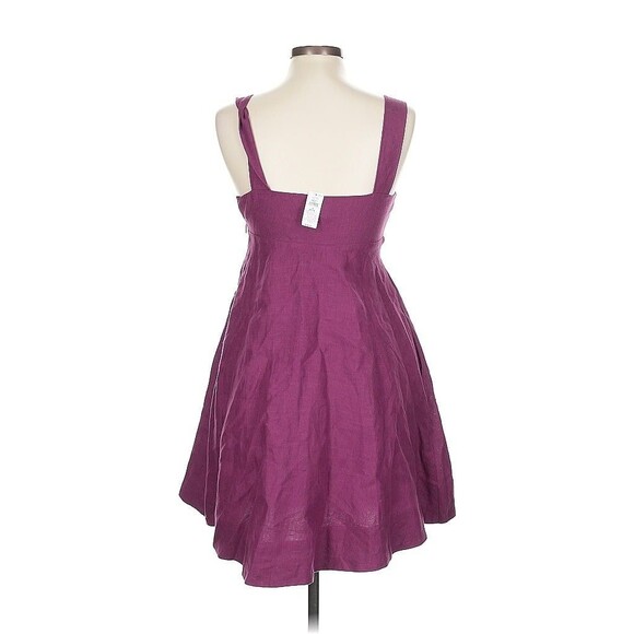Banana Republic Mini Dress NWT 100% Linen 10 Petite Kenza Purple Berry - Picture 2 of 7